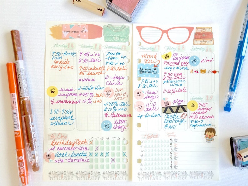 Planner Inserts | Agenda Inserts | Planner | Personal Size PRINTED Insert | WO2P | FiloFax | Planner Insert | Printed Planner Pages | LV mm image 5