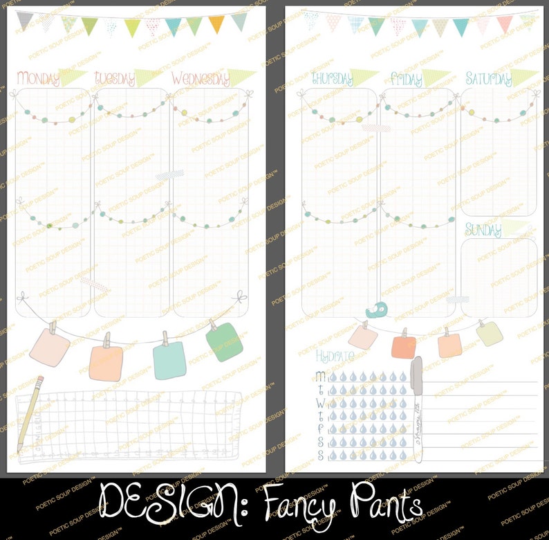 Planner Inserts | Agenda Inserts | Planner | Personal Size PRINTED Insert | WO2P | FiloFax | Planner Insert | Printed Planner Pages | LV mm image 3