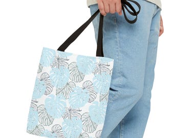 Bolsa de mano tropical hawaiana Monstera, bolsa de playa, bolsa de mano de verano, bolsa de mano floral, bolsa de vacaciones, bolsa de compras reutilizable, bolsa de mano ecológica
