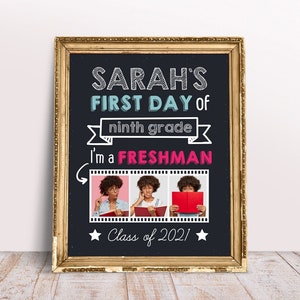 Placa do primeiro dia do ensino médio para meninos e meninas - primeiro ano - ARQUIVO DIGITAL!