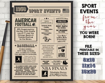 Back in 1956 sport facts Sport History - sport events 1956 sign - 66th birthday sign for sport fans - 66 years ago - INSTANT DOWNLOAD