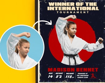 Sport Poster Ideen - Karate Kampfsport Poster Geschenk - verwandeln Sie Ihr Foto in eine personalisierte Karikatur - Sportler Foto - DIGITAL FILE