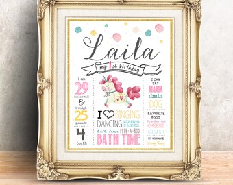 First birthday digital sign - Unicorn theme