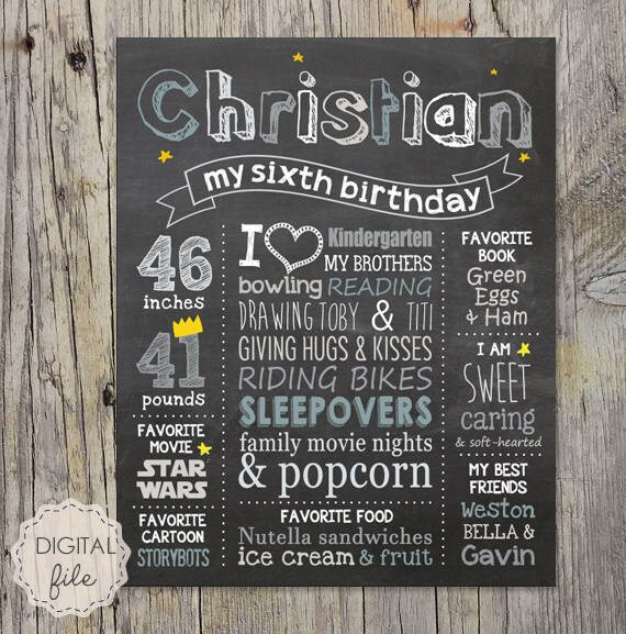 6th Birthday Chalkboard Sign Little men sixth birthday Etsy