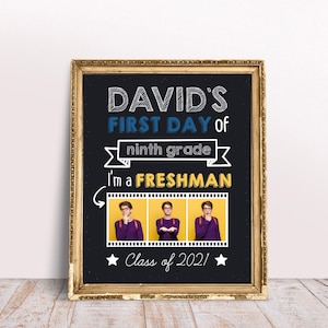 Placa do primeiro dia do ensino médio para meninos e meninas - primeiro ano - ARQUIVO DIGITAL!