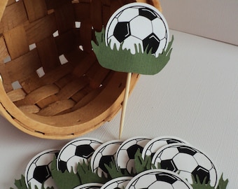 Soccer Cupcake Topper 10 Ct, Soccer Theme Decoration, Soccer Birthday Decoration.