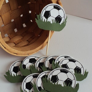 Soccer Cupcake Topper 10 Ct, Soccer Theme Decoration, Soccer Birthday Decoration. image 1