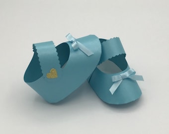 Blue Baby Shower Favors 10 Ct , Boy Baby Shower, Paper Baby Shoes Shower Decoration, Baby Shoes Candy Box.