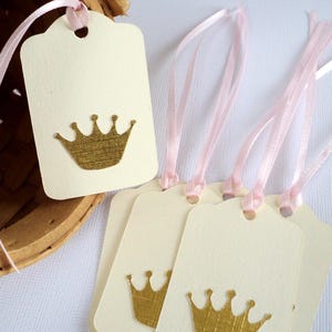 Gold Crown Tags Set of 12, Princess Birthday Decoration, Princess Baby Shower.