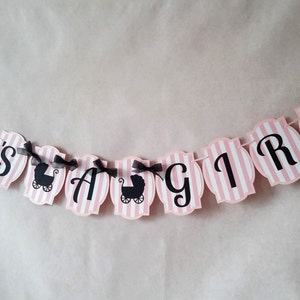 Paris Baby Shower Banner, Pink and Black Banner, Eiffel Tower Banner. image 3