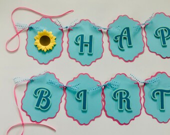 Frozen Fever Happy Birthday Banner. Frozen Fever Inspired decoration.