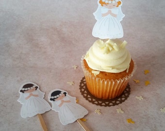 First Communion Cupcake Topper 12 Ct. 1st Holy Communion. Girl Holy Communion.