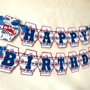 Train Birthday Banner, Choo Choo Train Birthday Banner, Train Party Decoration.