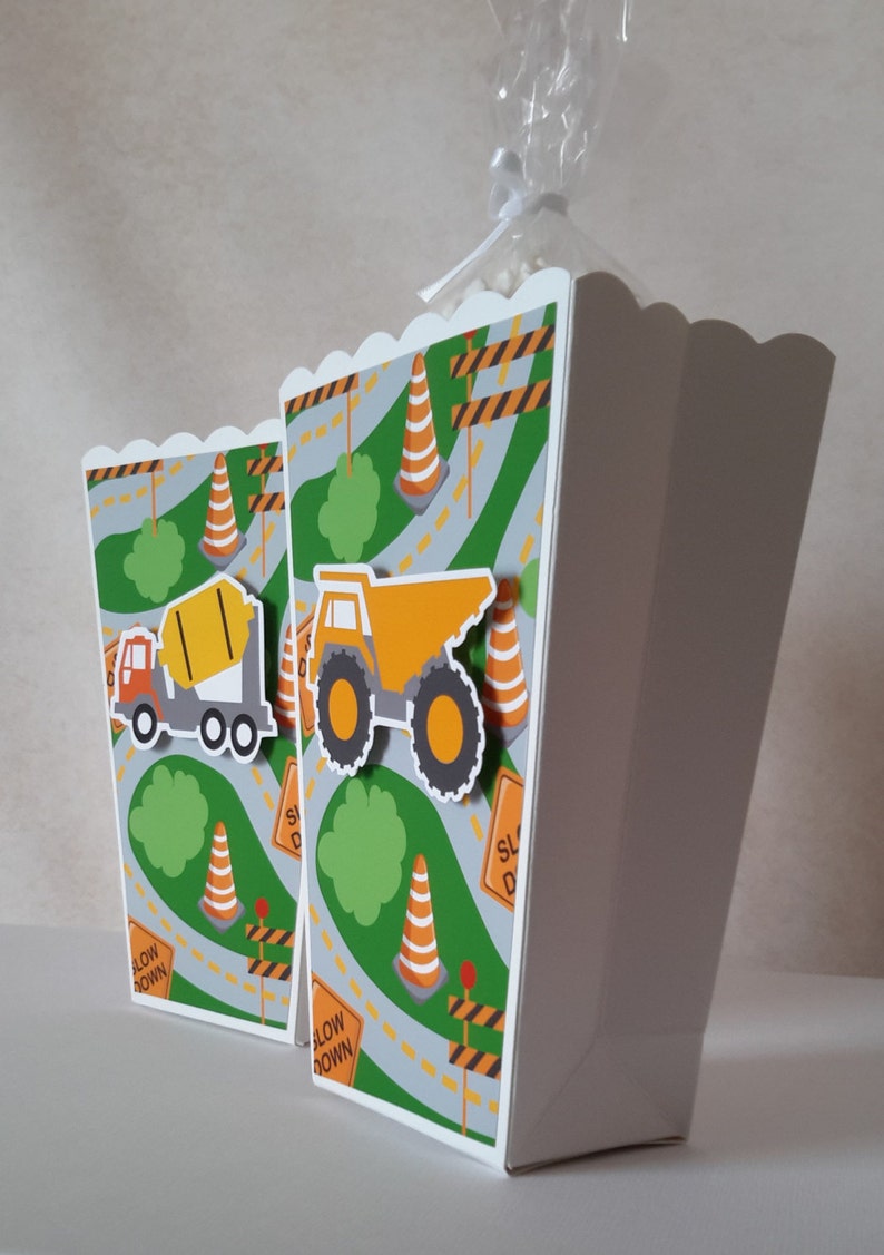 Construction Treat Box Construction Site Party Favor Box Set of 10 Construction theme party. Construction Popcorn Boxes