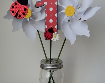 Ladybug Party Centerpiece Cake Topper, Ladybug Decoration, Toddler Birthday PartyShip to You in 3-6 Business Days