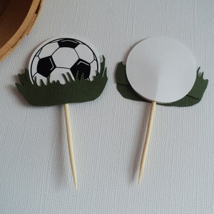 Soccer Cupcake Topper 10 Ct, Soccer Theme Decoration, Soccer Birthday Decoration. image 2