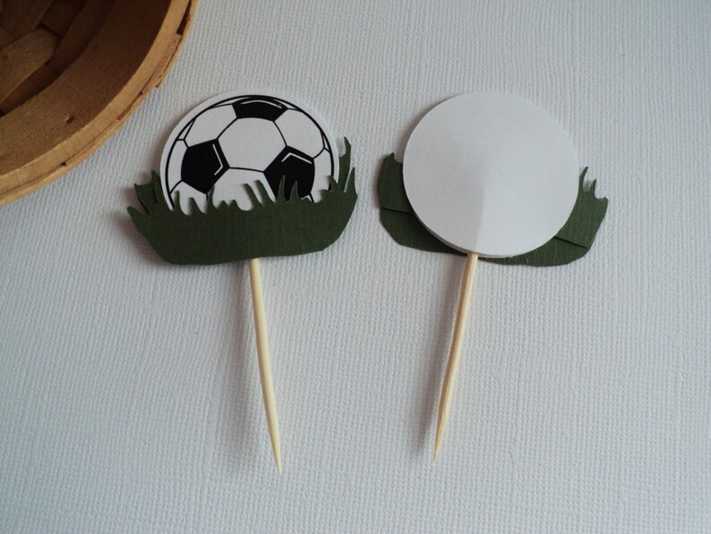 Soccer Cupcake Topper 10 Ct, Soccer Theme Decoration, Soccer Birthday Decoration. image 2