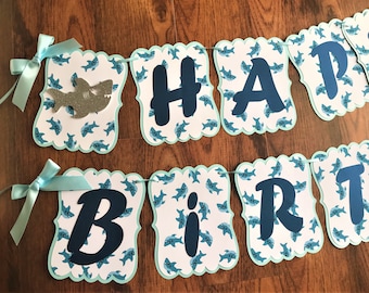 Baby Hai Geburtstagsbanner, Hai Party Thema Dekoration.