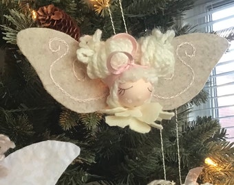 Christmas angel ornament, Handmade Angel doll, Xmas hanging decoration.