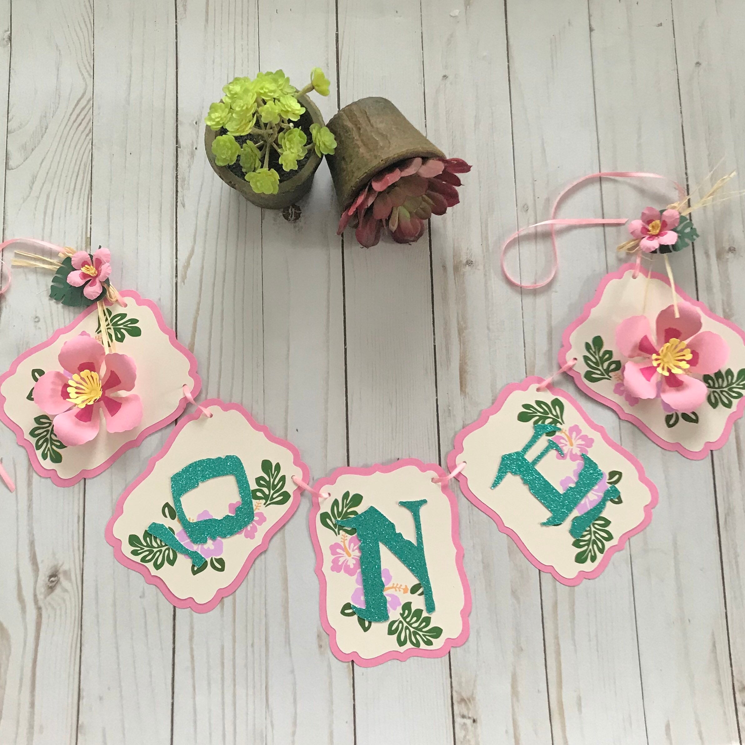 Luau One Birthday Banner Luau Party Decorations Tropical - Etsy