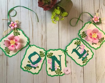 Banner para el primer cumpleaños de Baby Moana: Decoración con purpurina para fiesta