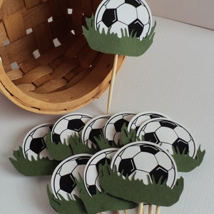Soccer Cupcake Topper 10 Ct, Soccer Theme Decoration, Soccer Birthday Decoration. image 5