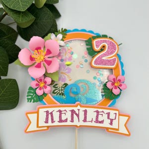 Tropische Moana Cake Topper. Personalisierte Moana Geburtstagsdekoration. 3D Blumen Streuer Topper. Luau Party Dekor. Kuchen Topper.