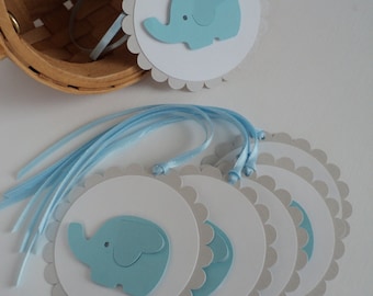 Elephant Gift Tag, Elephant Favor Tags. Baby shower decoration. Set of 10 tags.