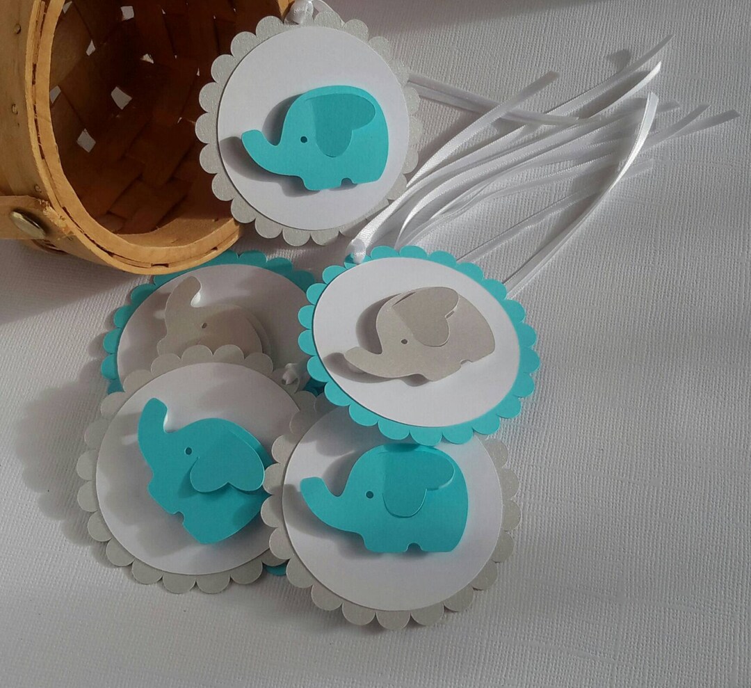 Elephant Baby Shower. Elephant Favor Tags. Baby Shower Decoration. Set