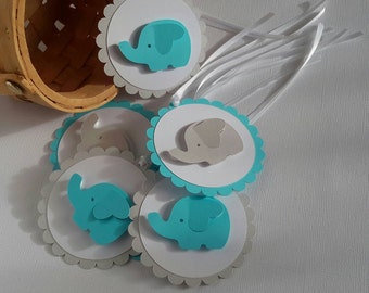Elephant Baby Shower. Elephant Favor Tags. Baby shower decoration. Set of 10 tags. Animal Themed Baby Shower.