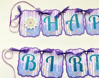 Die Eiskönigin 2 Banner. Gefrorene inspiriert. Winterliche Party Dekoration.