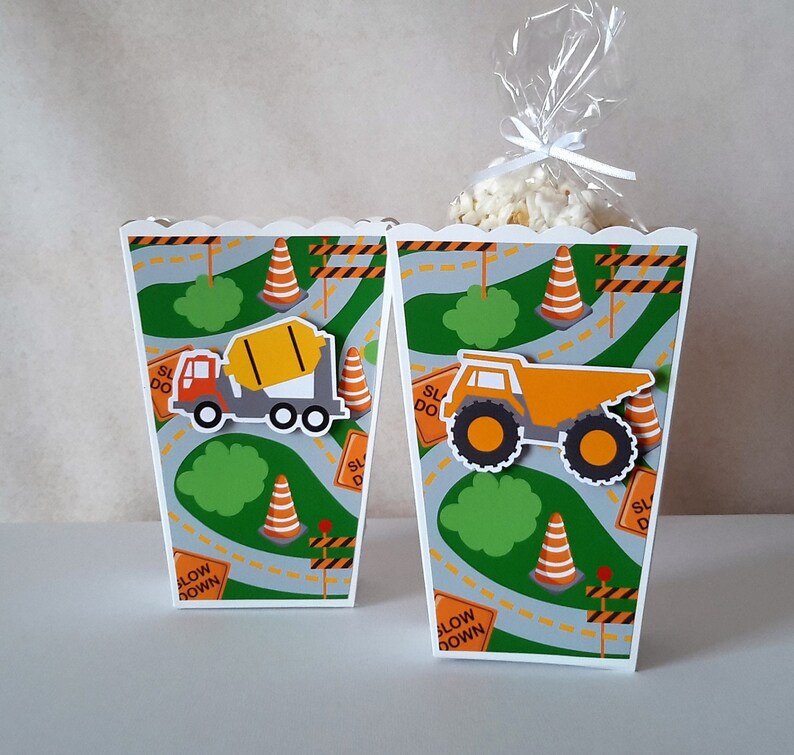 Construction Treat Box Construction Site Party Favor Box Set of 10 Construction theme party. Construction Popcorn Boxes