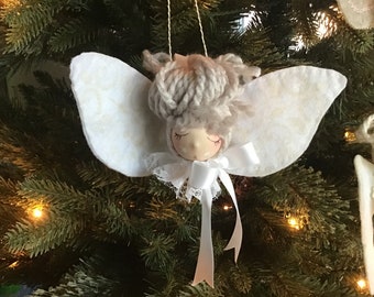 Christmas angel ornament, Handmade Angel doll, Xmas hanging decoration.