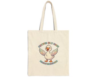 Bolso de lona de algodón con diseño divertido de ganso / Bolso de lona de algodón, meme simpático de animal gracioso, baby shower