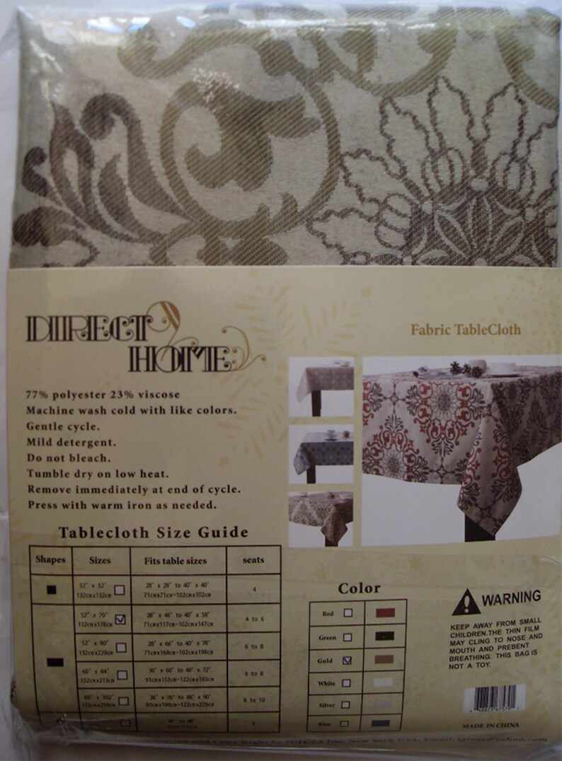 Elegance Jacquard Fabric Holiday Table Cover Polyester Tablecloths Gold