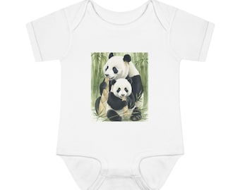 Body de bebé "Mamá Panda" / Body infantil "Boys Forest" con estampado de acuarela