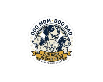 Pegatina troquelada para mamá y papá de perro / Orgullo de rescate de mascotas, padres de mascotas