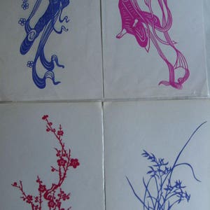 2 Set of 4pc Vintage Chinese Wonderful papercutting handmade craft for teacher & nurse gifts Multi-color