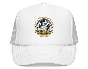 Gorra de camionero de espuma con diseño de perros rescatados / Parche vintage de rescate de perros y mamás.