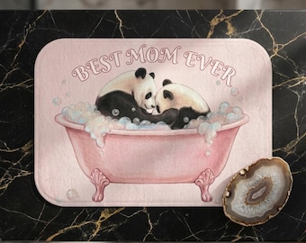 Panda Badematte | Aquarell Cubs, rosa Badewanne, Muttertagsgeschenk