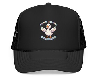 Gorra de camionero de espuma Silly Goose certificada / Parche de ganso de dibujos animados adorable