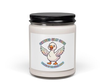 Vela Silly Goose certificada, frasco de soja / animal gracioso, meme saludable
