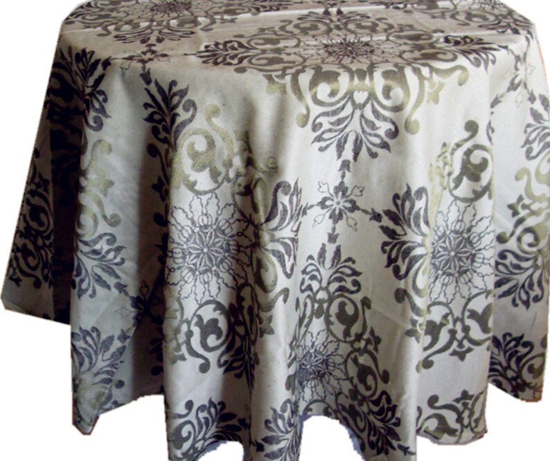 Elegance Jacquard Fabric Holiday Table Cover Polyester Tablecloths Gold
