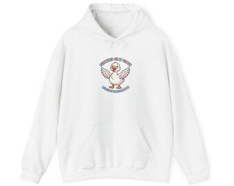 Sudadera con capucha ilustrada de ganso gracioso / Meme adorable, ropa de ganso de dibujos animados en tonos pastel