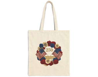 Bolso de mano conmemorativo del 250 aniversario de la bandera estadounidense y la corona floral.