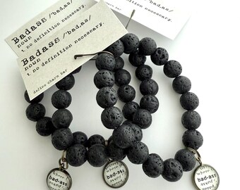 Badass Beaded Charm Bracelet, Funny Gift for Badass Friend