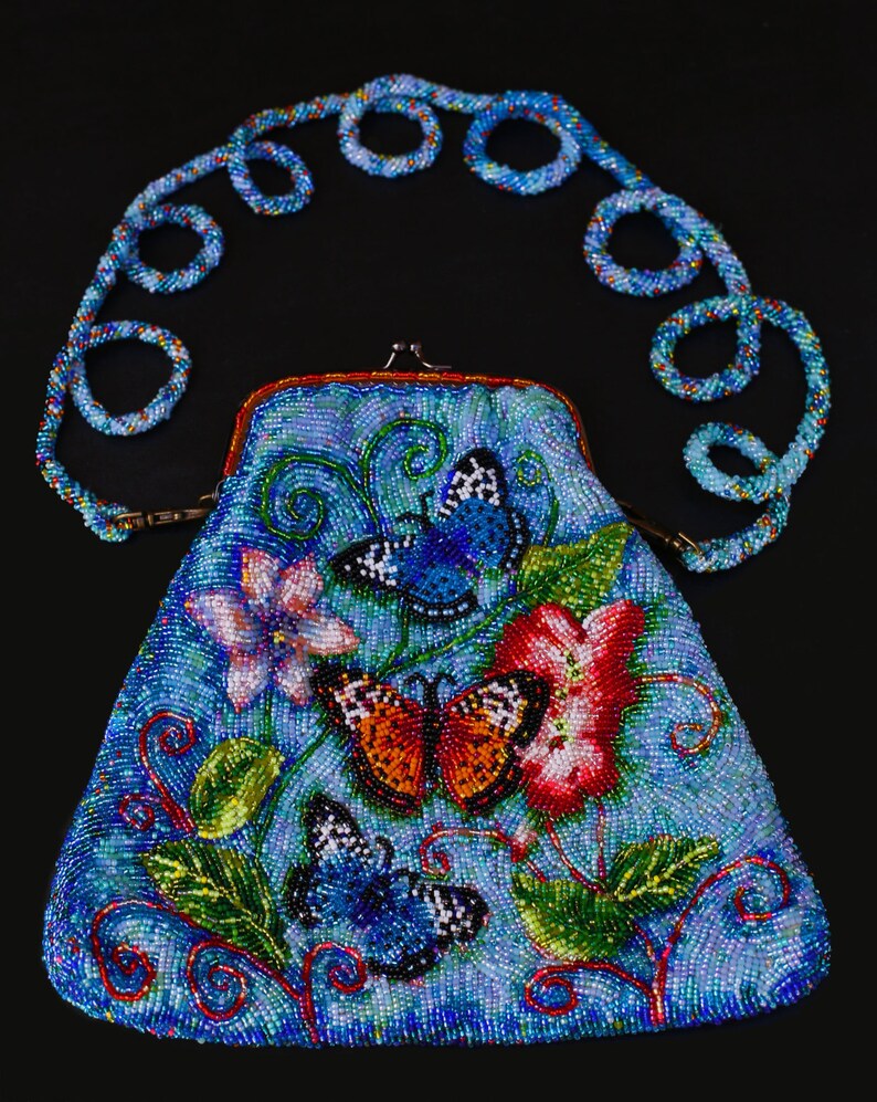Beaded purse with butterflies Etsy