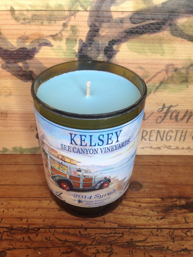 Wine bottle soy wax candle old woody wine bottle crafts Etsy