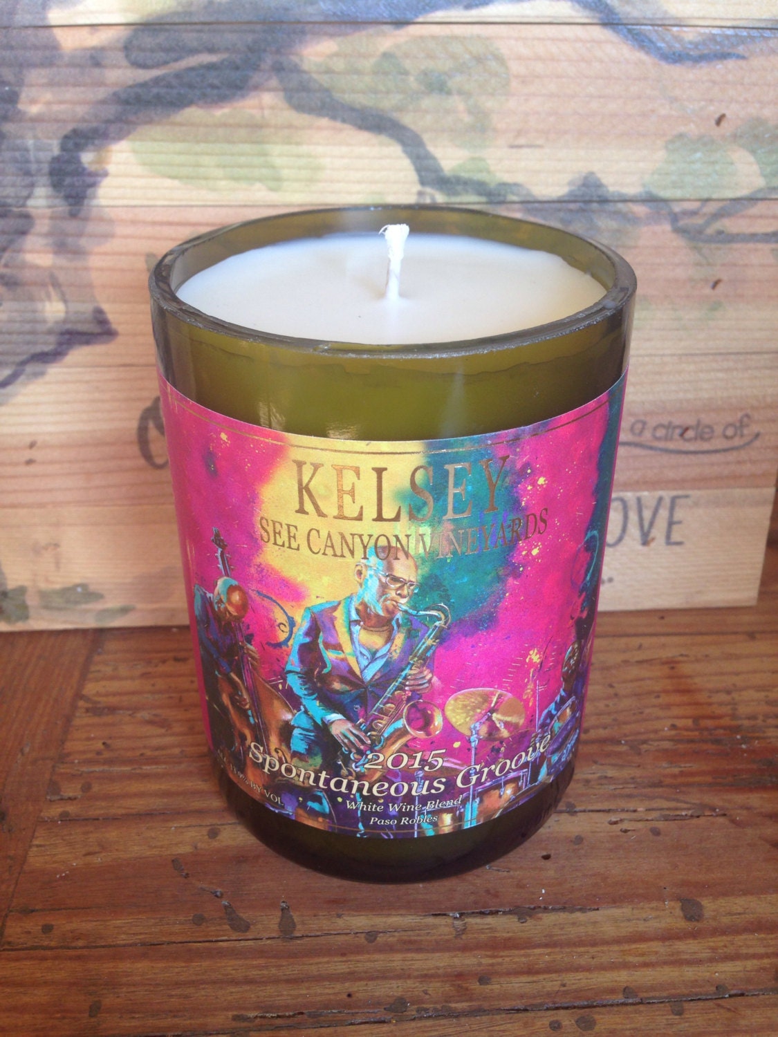 Wine bottle soy candle customize your own music themed Etsy