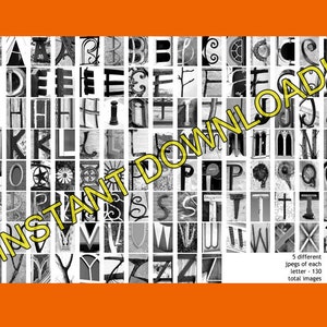 Letter Art INSTANT DOWNLOAD - Black and White images - Create Personalized DIY Last Name alphabet photography with 4x6 jpeg alphabet photos